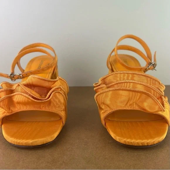 NEW LARROUDE ORANGE RUFFLE SANDALS - Picture 11 of 14